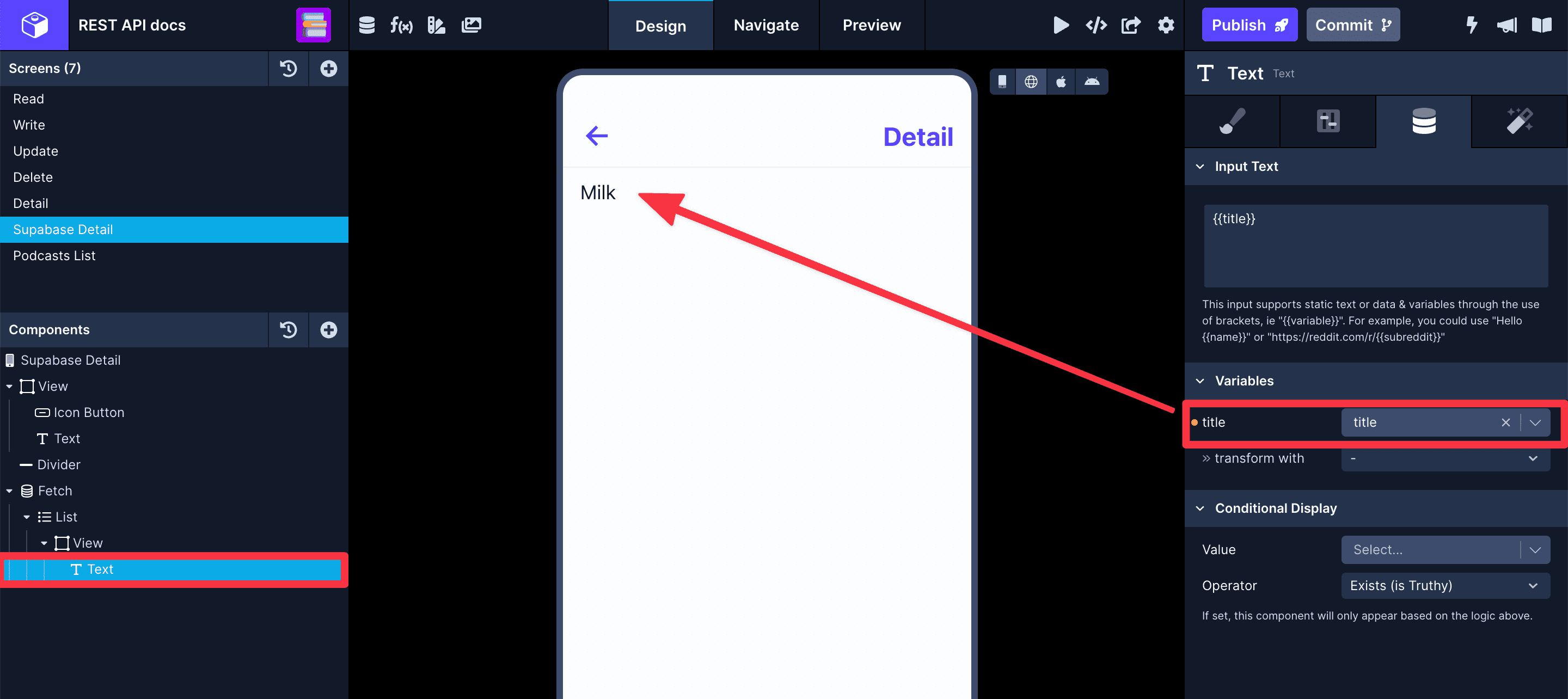 Displaying data from single row